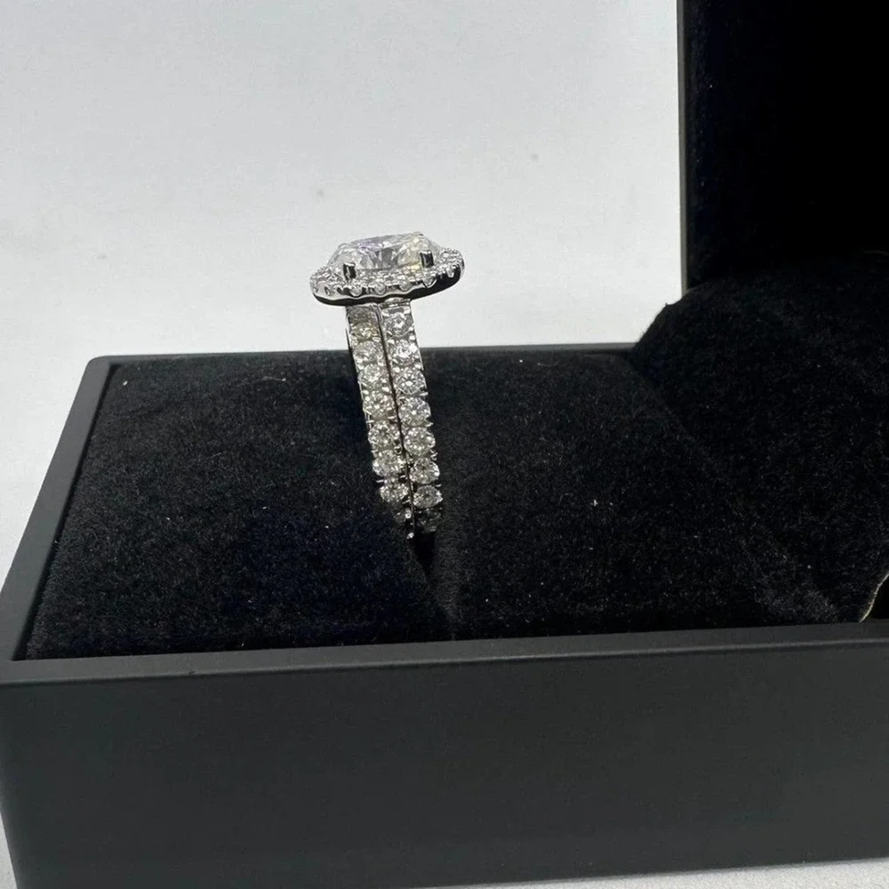 Moissanite Engagement Ring Oval Cut GRA Certified Wedding Anniversary 18K 925 - Picture 11 of 14